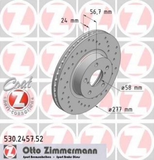 Тормозной диск ZIMMERMANN 530245752 (фото 1)