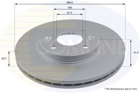 - Диск гальмівний вентильований з покриттям COMLINE ADC1507V