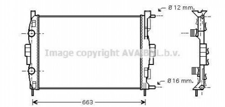 Радіатор охолодження двигуна MEGANE2/SCENIC MT +-AC 02 AVA COOLING RT2307 (фото 1)