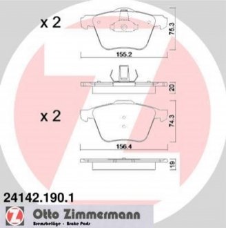 Торм колодки передн 16.5\'\' S80,XC70 2007- //316 мм ZIMMERMANN 24142.190.1