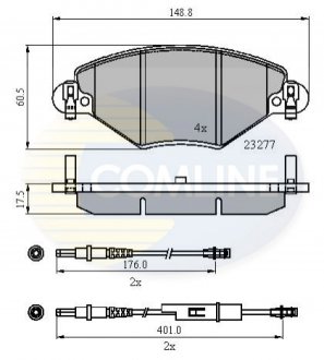 Колодки пер cit с5 2.0 16v2.0hdi 01- (с датчиками) COMLINE CBP21120 (фото 1)