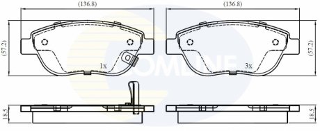 Комплект тормозных колодок, дисковый тормоз COMLINE CBP31038 (фото 1)