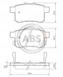 Комплект тормозных колодок, дисковый тормоз A.B.S. 37756