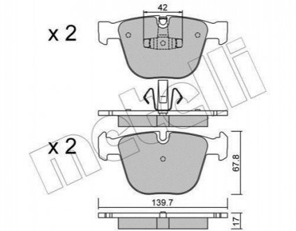 Комплект тормозных колодок, дисковый тормоз Metelli 2207736