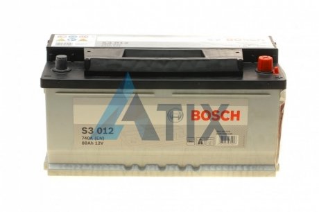 Акумулятор 88Ah-12v (S3012) (353x175x175),R,EN740 BOSCH 0092S30120