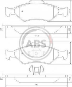 Комплект тормозных колодок, дисковый тормоз A.B.S. 37196