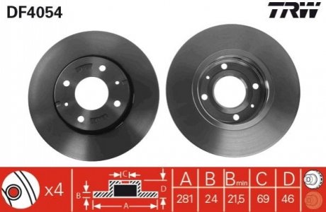 ДИСК ТОРМОЗНОЙ MITSUBISHI CARISMA (95-) TRW DF4054