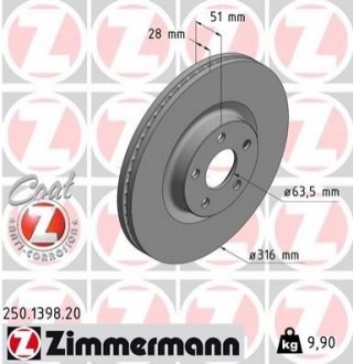 Диск гальмвний ZIMMERMANN 250139820