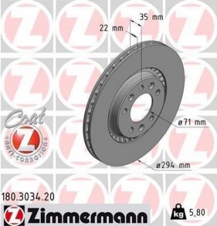 Тормозной диск ZIMMERMANN 180303420