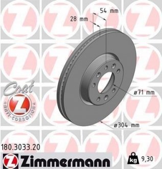 Тормозной диск ZIMMERMANN 180303320