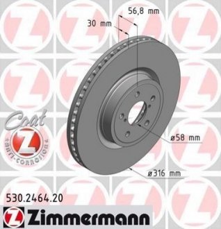 Тормозной диск ZIMMERMANN 530 2464 20