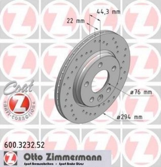 Тормозной диск ZIMMERMANN 600 3232 52 (фото 1)