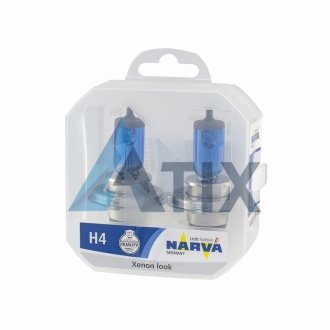 Лампа галогенна TWIN SET H4 12V 60/55W RANGE POWER WHITE (вир-во) NARVA 48680S2 (фото 1)