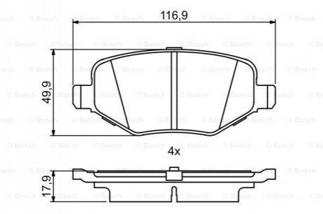 Колодки торм диск к-т задн ford explorer 3.5 4x4 09.2010 - 12.2015 explorer 3.5 4x4 09.2010 - exp BOSCH 0986495395