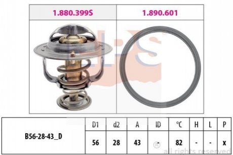 Термостат 82C Lexus GS/LS 4.0 RX 3.0 97- Mitsubishi Galant/Grandis/OutlanderToyota Avensis/Corolla/C EPS 1.880.404