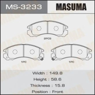 Колодка тормозная передняя Mitsubishi L200 (00-08), Lancer (08-12), Pajero Sport (-09) MASU MASUMA MS3233