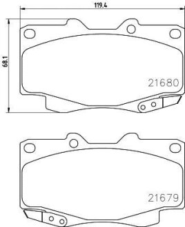 Колодки тормозные дисковые передние Toyota Hilux III, Fortuner 2.5, 3.0, 4.0 (05-) NISSHINB NISSHINBO NP1075