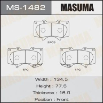 Колодка тормозная передняя Mitsubishi Pajero (06-)/ Toyota Hilux (11-), Land Cruiser Prado (02-09) (MASUMA MS1482 (фото 1)