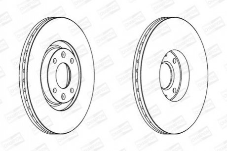 Диск тормозной передний (кратно 2шт.) CITROEN C4 Grand Picasso I (UA_) 06-13, C4 I (LC_) 04-14 (5622 CHAMPION 562267CH (фото 1)