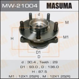 Ступица колеса переднего в сборе с подшипником Nissan Murano (04-08), Teana (03-08) MASUMA MW21004 (фото 1)