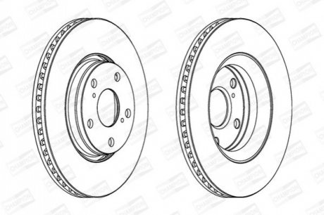 Диск тормозной передний (кратно 2шт.) TOYOTA AURIS (_E15_) 06-12, AVENSIS (_T27_) 09-18 C CHAMPION 562649CH