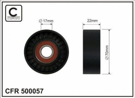 70x17x22 Натяжник паска DB Klasa A (W169) - A 160/ A 180/ A 200 CDI 04-, KLASA B (W245) - B 180 CDI CAFFARO 500057