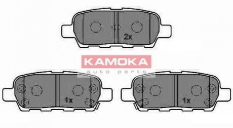 Колодка тормозная Nissan Leaf, Murano 05\'->.TIDA 07\'->.X-trail 01\'-> INFINITI FX35 03\'->.задн.* KAMOKA JQ1013386 (фото 1)