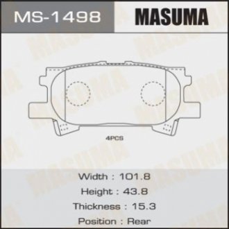 Колодка тормозная передняя Lexus RX 350 (06-08)/ Toyota Highlander (03-07) MASUMA MS-1498 (фото 1)