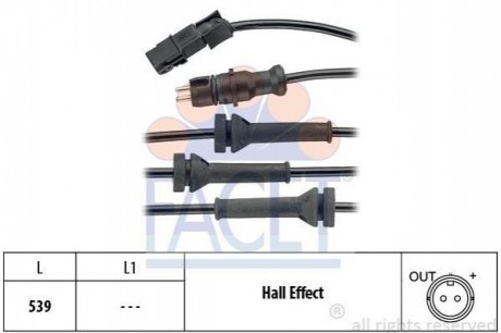 Датчик ABS MEGANE II, SCENIC II, GRAND SCENIC II 1.4-2.0 02-05 передн Л/Пр (21.0054) FACET 210054