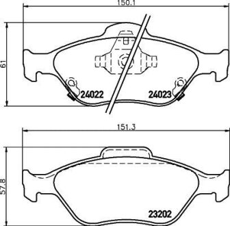 Колодки тормозные дисковые передние Toyota Yaris 1.0, 1.3, 1.4 (05-) NISSHINBO NP1129