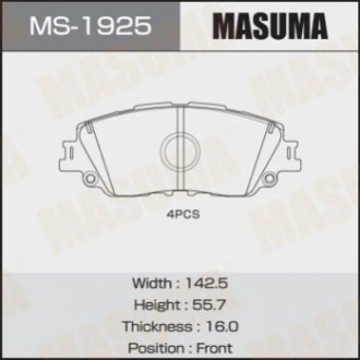 Колодка тормозная передняя Toyota CH-R (19-), Camry (17-), RAV 4 (19-) MASUMA MS1925