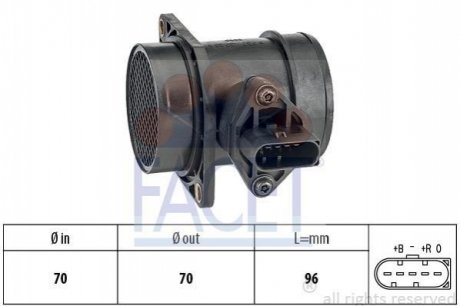 Расходомер воздуха (5конт.) AUDI A4/ A6/SKODA OCTAVIA 1.6/1.8T 96-10 FACET 10.1439