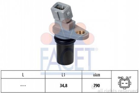 Датчик обертів коленвала а Smart 451/452 0.7-1.0 i/Turbo/CDi 03-> FACET 9.0641