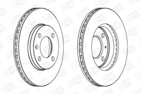 VW Диск тормозной вентилируемый передний Audi 80,Golf II,III,Passat,Polo CHAMPION 561178CH