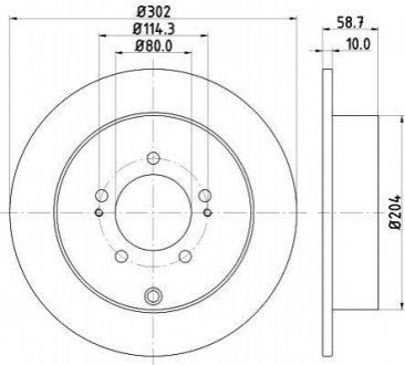 Диск тормозной CITROEN C-CROSSER/MITSUBISHI OUTLANDER/ASX/PEUGEOT 4007 задний HELLA 8DD355119061 (фото 1)