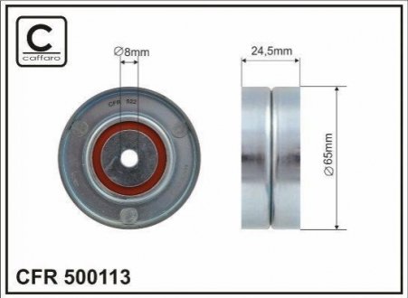 65x8x24,5 metal Ролик натяжний паса поліклинового Audi/ Skoda/ VW 2.5Tdi 97- CAFFARO 500113