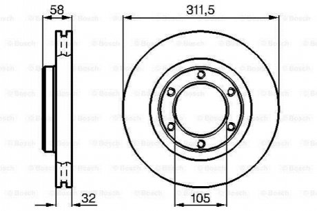 0 986 478 580_диск тормозной передний toyota land cruiser 4.54.2td 90-98 BOSCH 0 986 478 580 (фото 1)