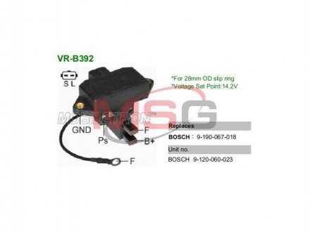 Реле-регулятор генератора BOSCH 14.2V 28MM 9190067018 \ IB392 \ 136555 MOBILETRON VR-B392