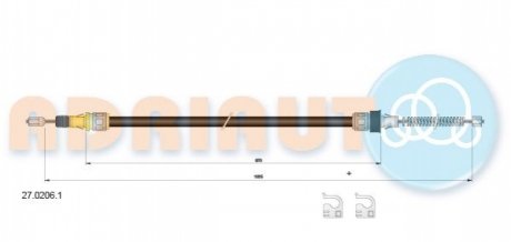 SMART Трос ручного тормоза 1035/870+1035/870 мм ROADSTER 03- ADRIAUTO 27.0206.1