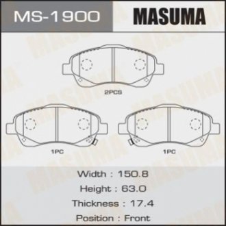 Колодки гальмівні передн Toyota Avensis (03-08) MASUMA MS-1900