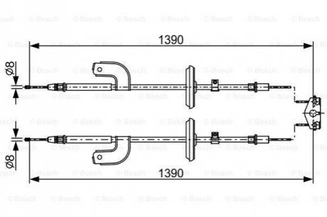 _трос ручника l=1390 chevrolet aveo 1.2-1.61.3d 11> BOSCH 1 987 482 459