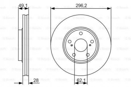 Диск тормозной lexus rx300330350450h 02- передний вент.d=296мм. BOSCH 0986479R28