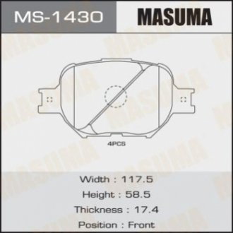 Колодка тормозная передняя Toyota Corolla (14-) MASUMA MS-1430