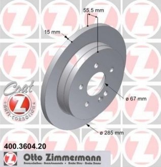 Диск тормозной задний Mercedes M class (W163) 98-. серия COAT Z ZIMMERMANN 400.3604.20