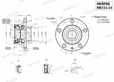 Ступица задняя VW, Golf V-VI, 04-, (D=32mm), ABS+, монт. ккт.+ SHAFER SH154.54K