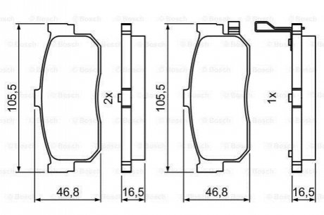 Тормозные колодки задн. NISSAN Almera 00- Maxima QX 00- BOSCH 0986495387