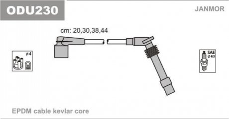 Комплект проводов зажигания Opel Astra F 1.4 94- 02BE6607-> Janmor ODU230 (фото 1)