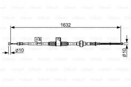 Трос ручного тормоза mitsubishi asxoutlander 1632мм прав. BOSCH 1 987 482 519