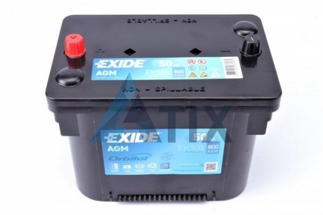 Акумулятор AGM - 50Ah| EN 800 | 260x173x206 (ДхШхВ) EXIDE EK508