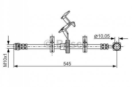 Шланг тормозной mb w163 2.3-3.8 98-05 545мм передний лев. BOSCH 1 987 481 077